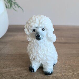 Vintage porcelain Poodle dog figurine. French white poodle. Dog lovers gift.